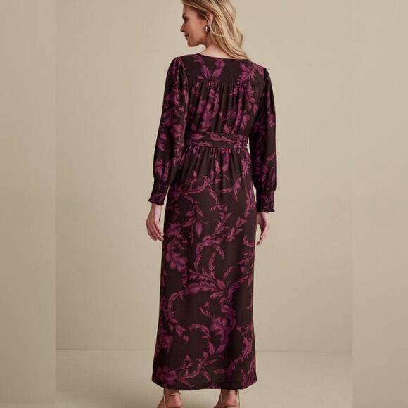 Soft Surroundings Dianthe Maxi Belted Fit & Flare Dress Size Large NWT - Picture 3 of 9